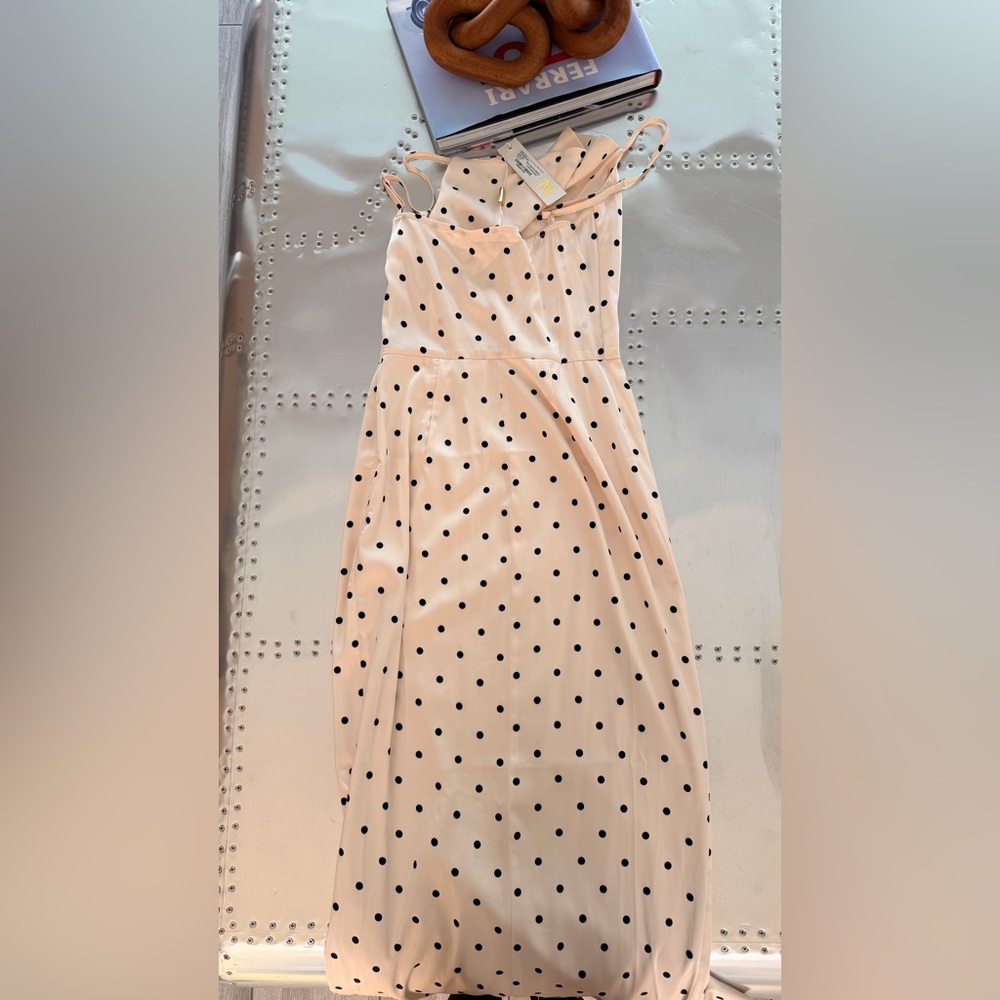 Meshki Cream and Black Polka Dot Midi Dress - Picture 3 of 5